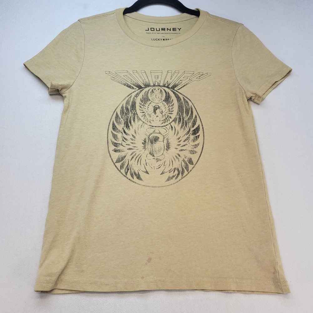 Lucky Brand x Journey T-Shirt Womens XS Tan Graphic Rock Band Wings Tee